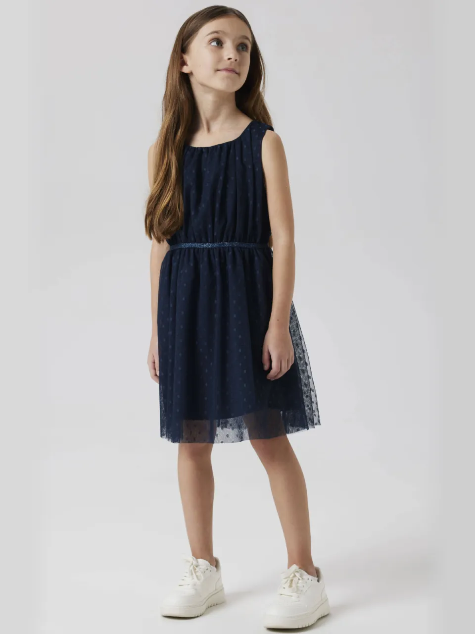 NAME IT semi-transparante korte jurk met print donkerblauw