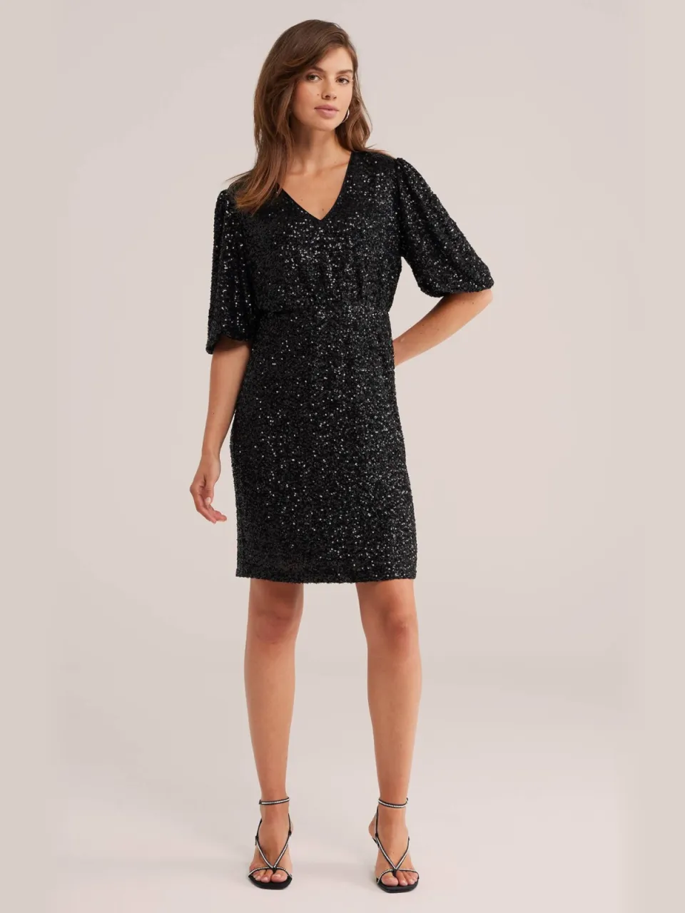 WE Fashion korte glitterjurk met pailletten - zwart, foto 3