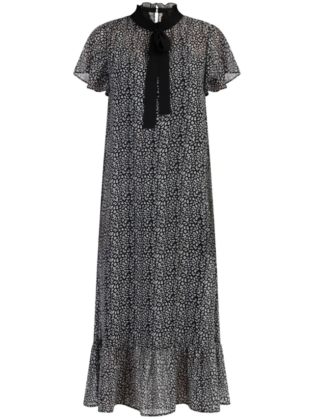 Faina Midi-jurk van chiffon Dames zwart wit, foto 2