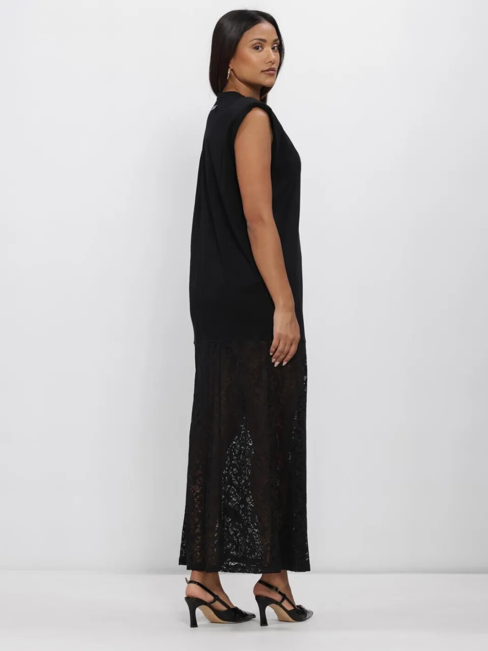 HAUTE L'AMITIÉ Dames Jurken Summer Lace Tee Dress - Zwart, foto 3