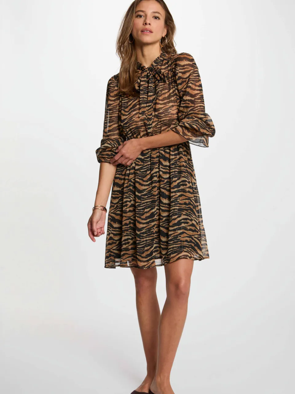 Morgan mini jurk met zebraprint - bruin, foto 4