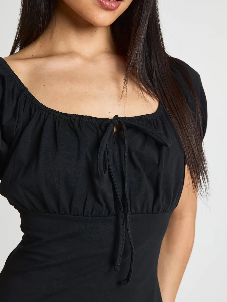 boohoo Dames Katoenen Melkmeisjejurk Met Korte Mouwen zwart, foto 4