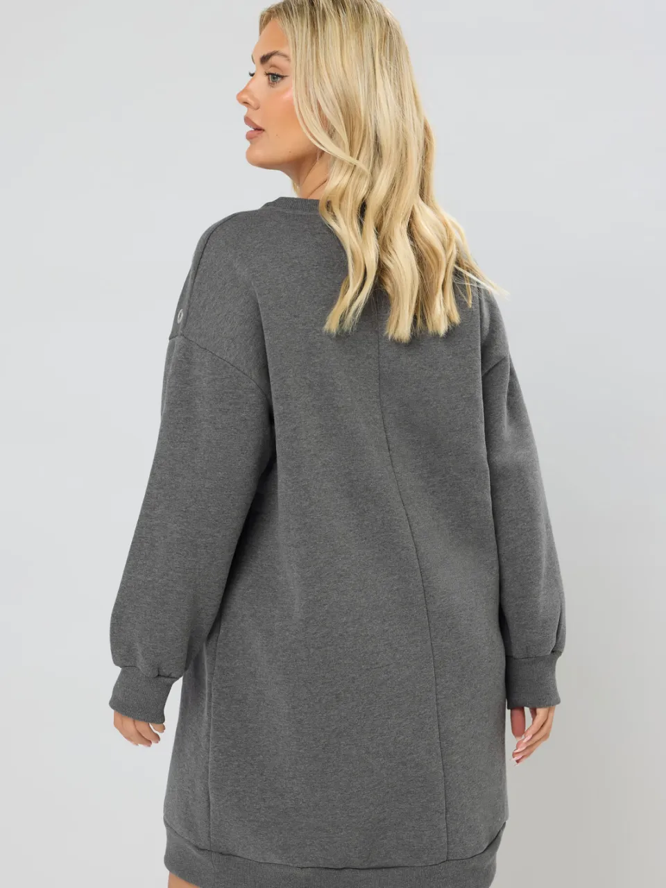 Yours Grijze Sweatshirtjurk Met Oogjes-56 grijs, foto 3