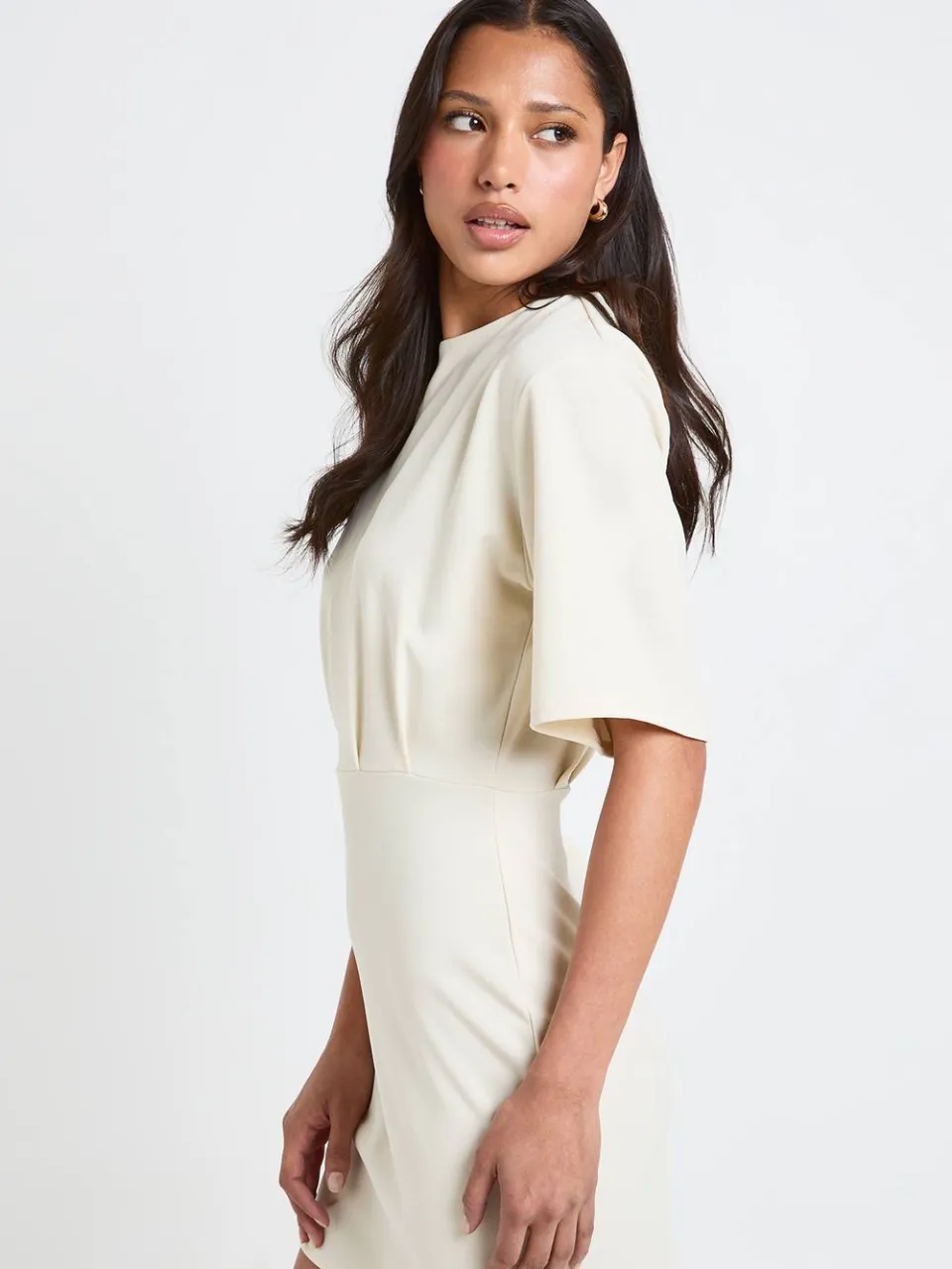 boohoo Dames Jersey Crepe Mini Jurk Met Halve Mouwen ivoor, foto 2