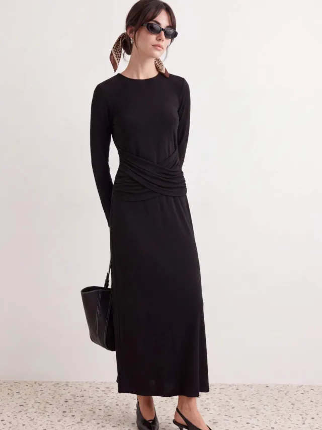 Trendyol Modest Dames Zwart Effen Maxi Lang A-lijn Modest Jurken