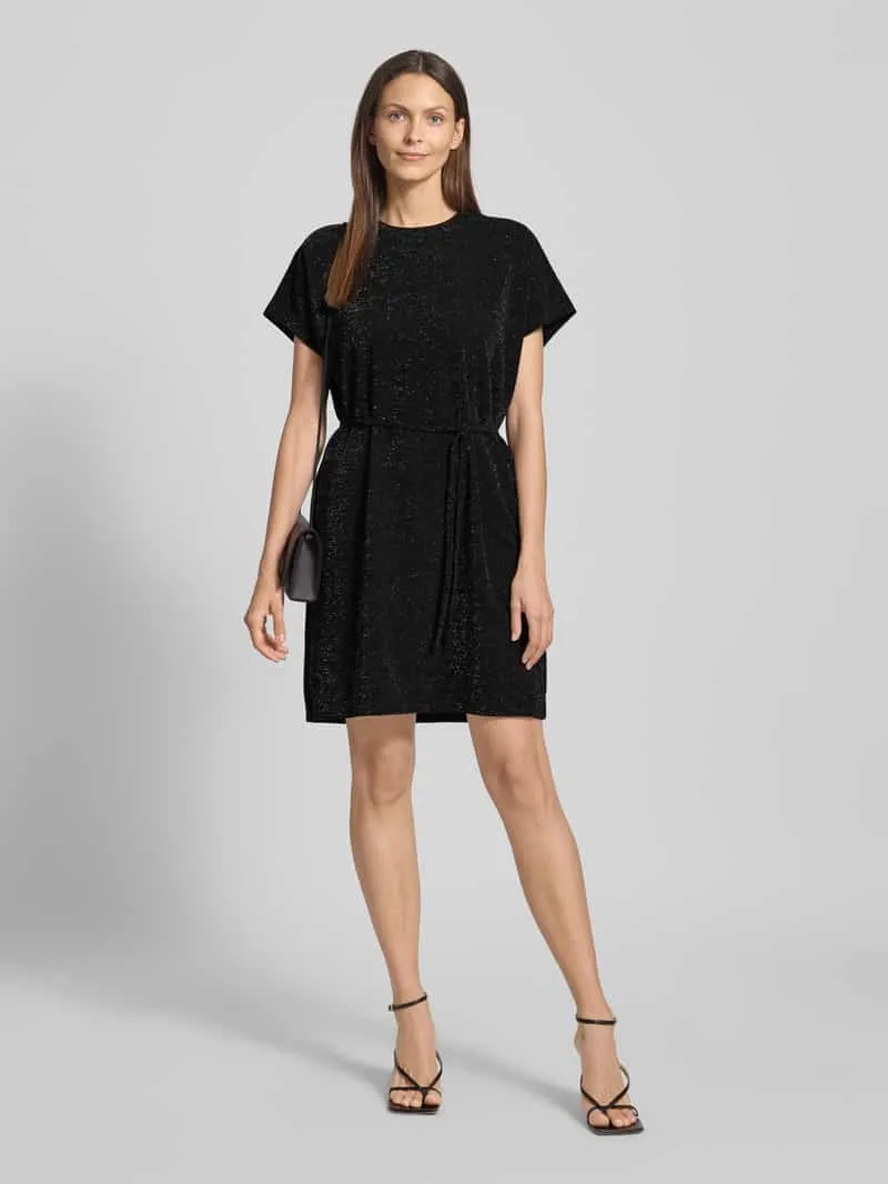 Selected Oversized jurk met strikceintuur, model 'SANDRA' Zwart