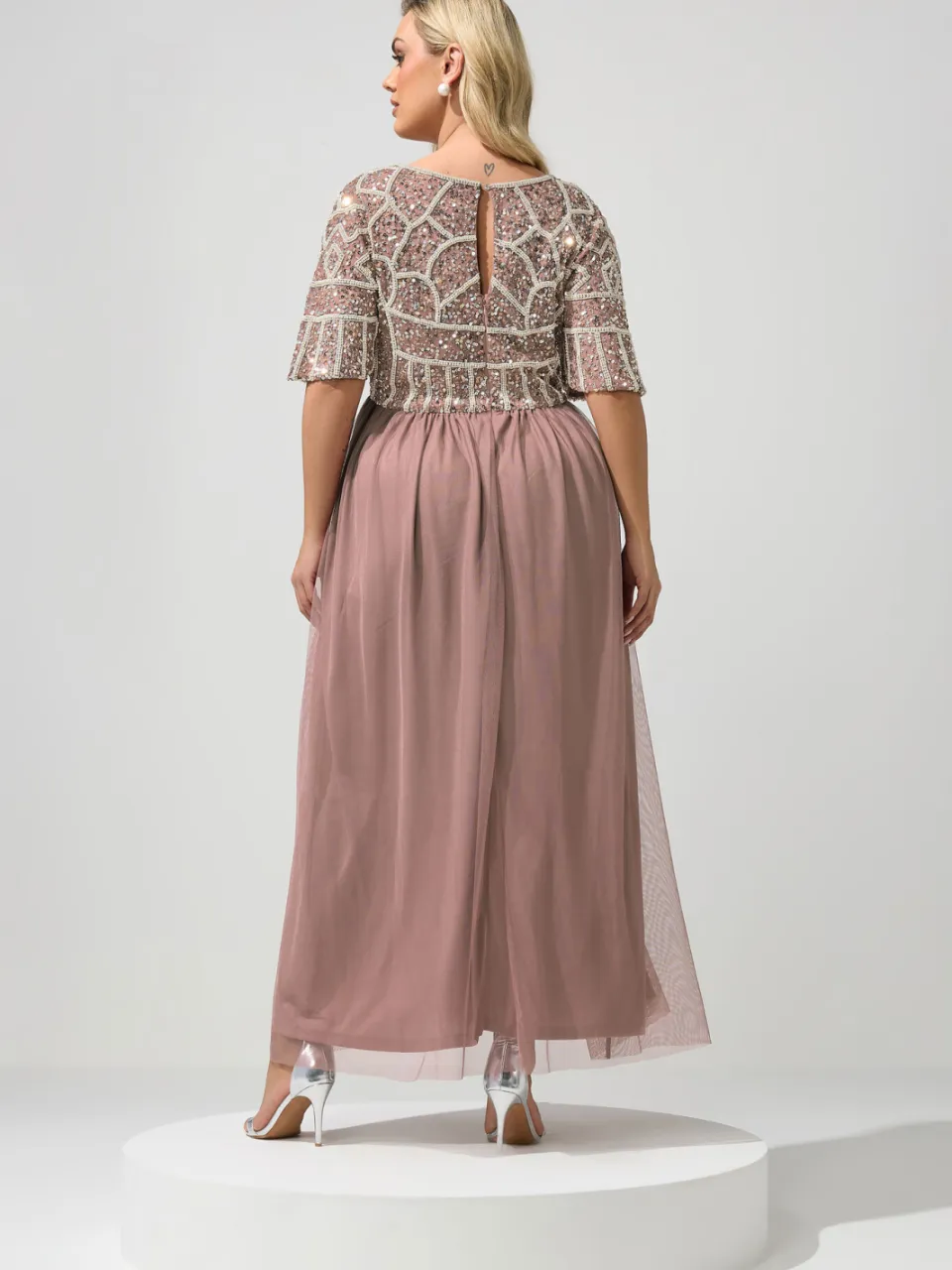 Luxe: Ultimate Embellishment Luxe Maxijurk Met Roze Versieringsize 54-56, foto 3