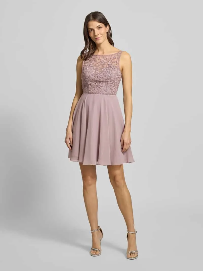 Laona mini-jurk met bloemige met kant mauve, foto 3