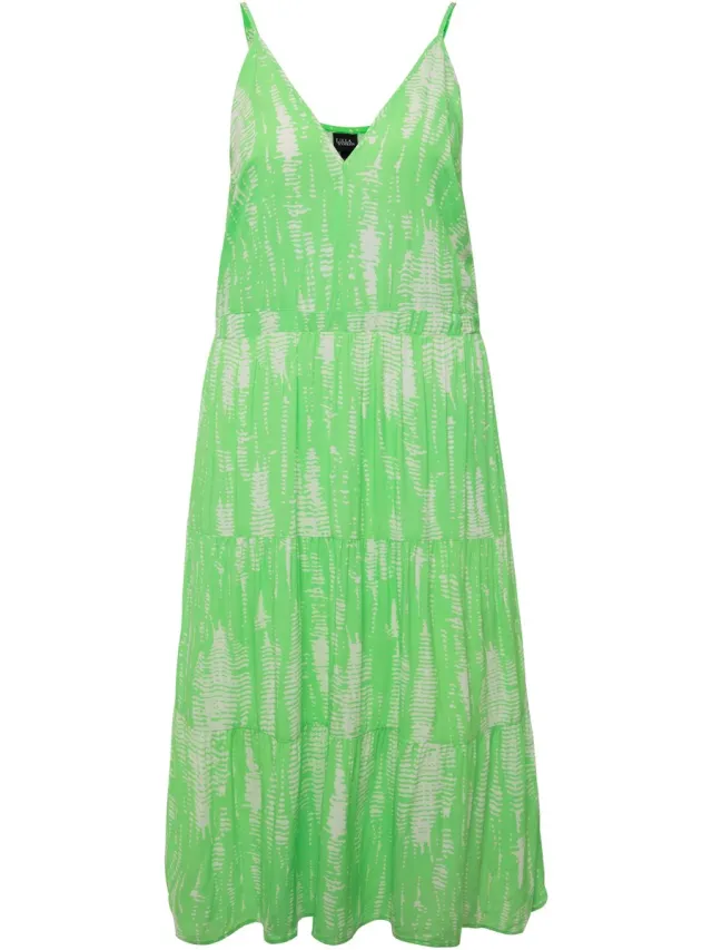 Ulla Popken Dames - Midi-jurk V-hals triangelcups mouwloos - Mintgroen - Maat 46+