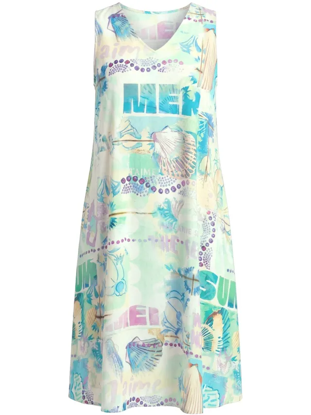 Laurasøn Dames - Strappy jurk V-hals A-lijn - Lichtblauw - Maat 48+
