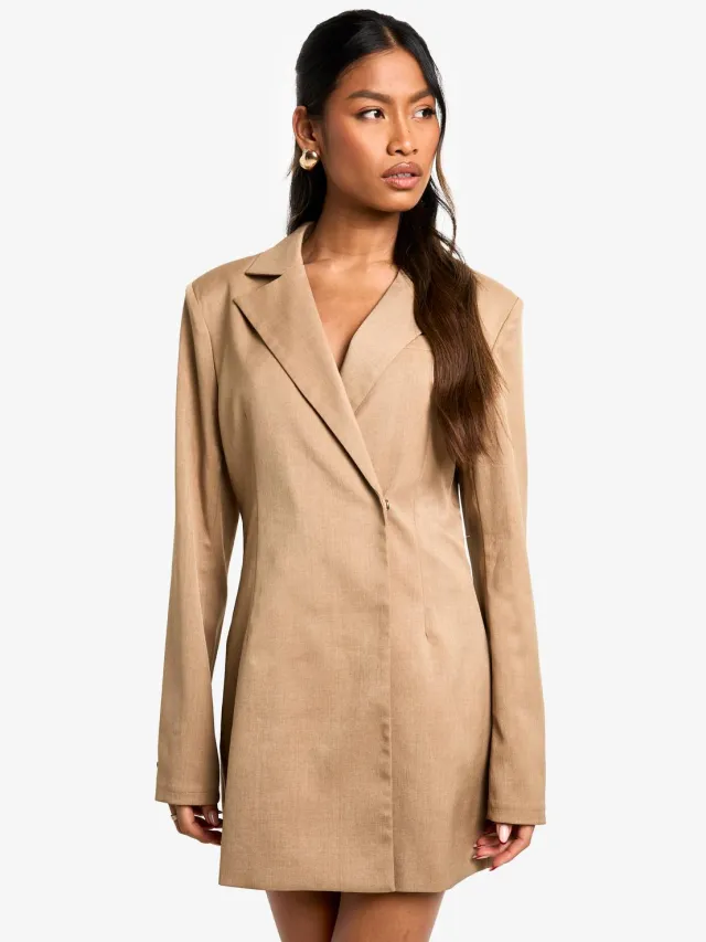 boohoo Dames Gestructureerde oversized wrap blazerjurk Steen