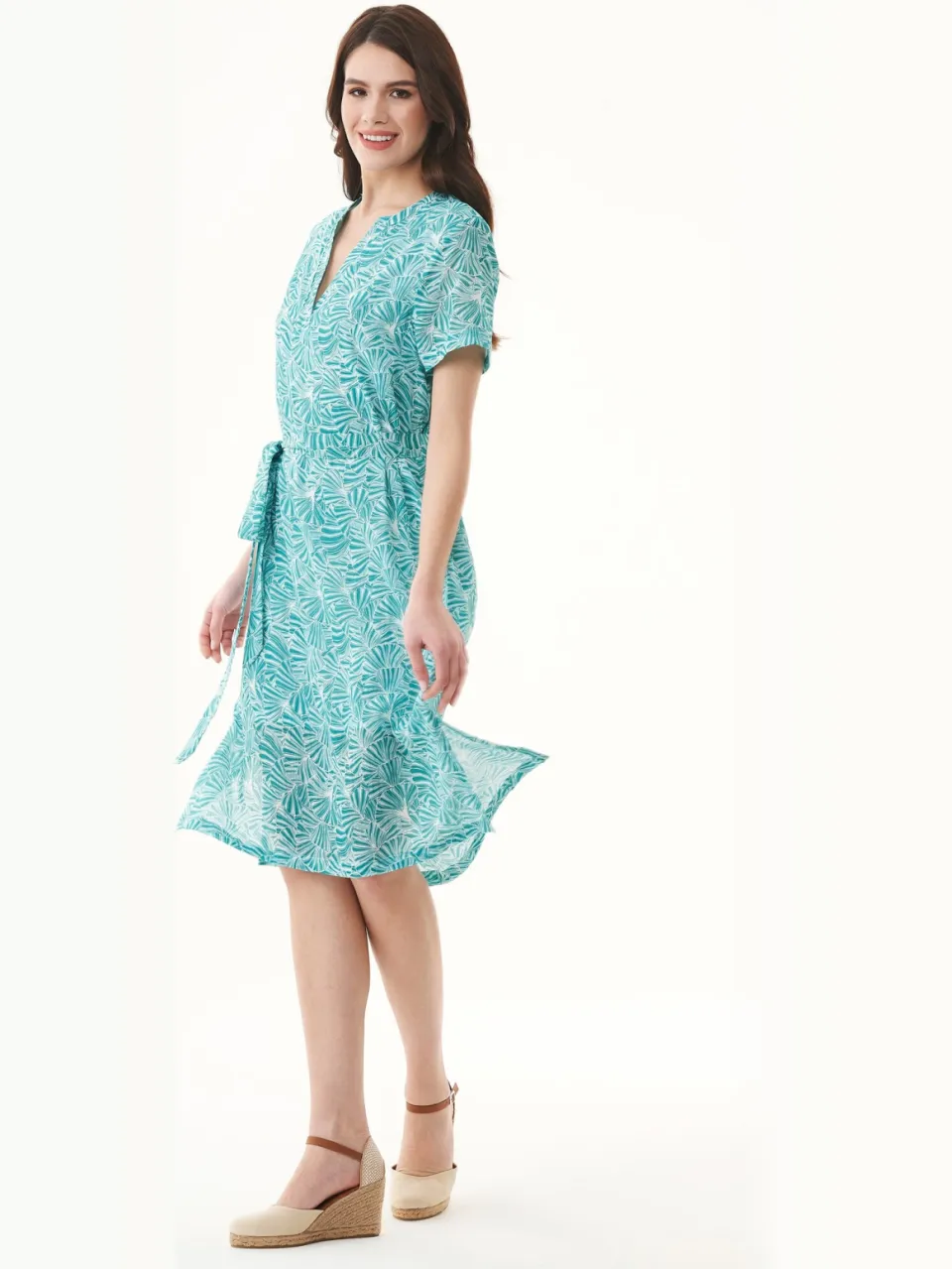 ORGANICATION dames vegan Jurk Voile Flower Smaragdblauw blauw, foto 2