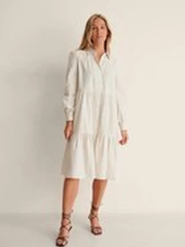 NA-KD Maat EU 34 midi-jurk met knopen Beige