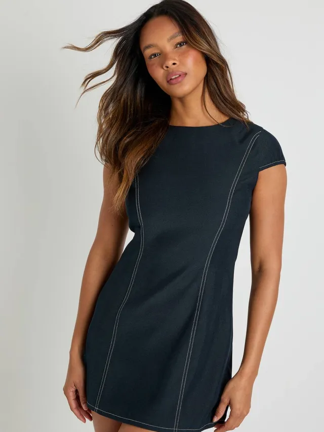boohoo Dames Mini shift jurk met capmouwen Marineblauw