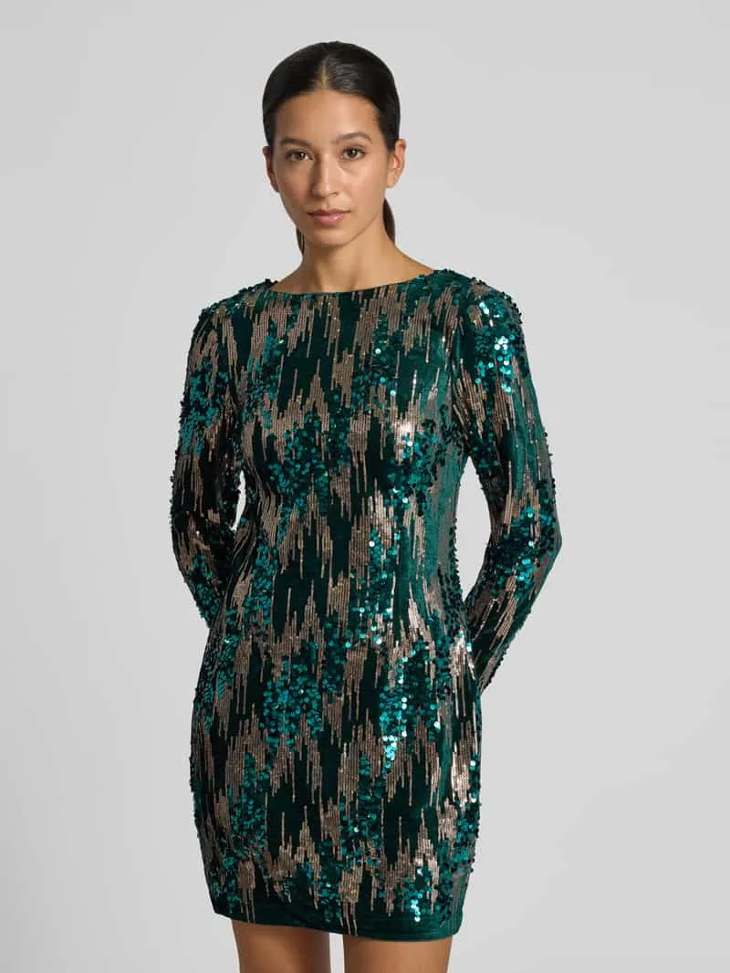 Apricot Slim Fit mini-jurk met all-over pailletten Olijfgroen