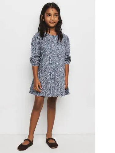 Mango Kids gebloemde midi jurk blauw, foto 5