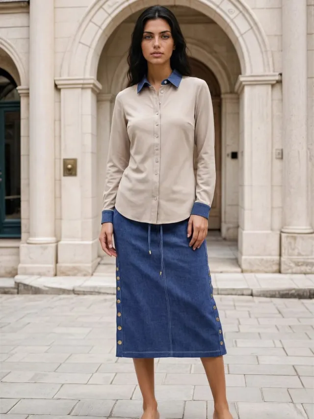 Mi Piace Bonded Travel Rok 202684 Dark Blue Denim - Maat : Blauw