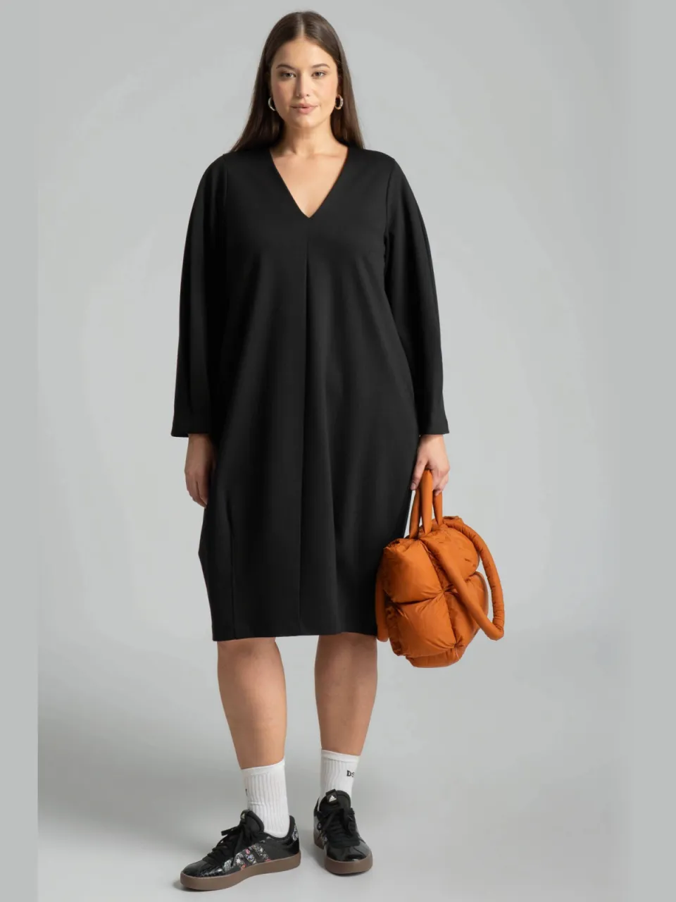 Mat Fashion Plus Size midi jurk - zwart