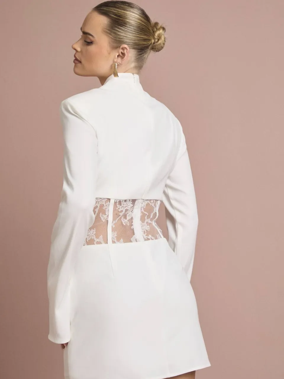 boohoo Dames Kantkorset gestructureerde minijurk ivoor, foto 3