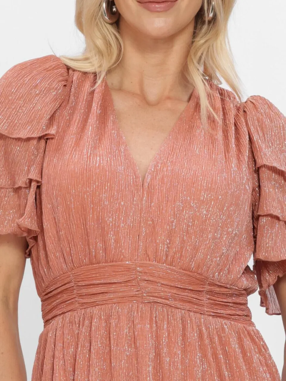 Freebird Dames Jurken F-jer-plisse-lurex-26-2 - Roze, foto 4