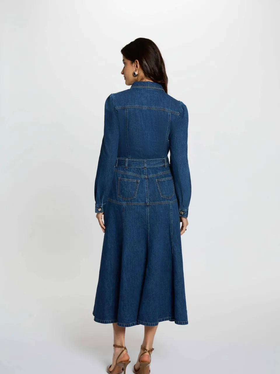 Morgan denim A-lijn jurk dark blue denim, foto 3