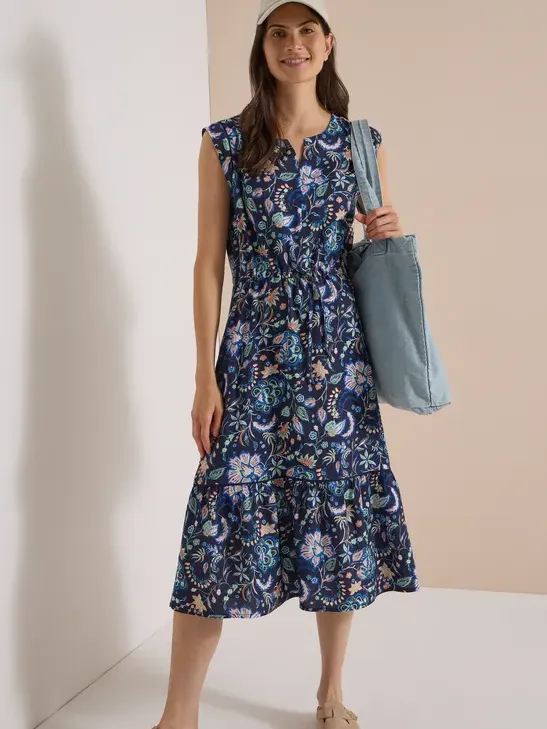 cecil Midi-jurk met split in de hals en print blauw, foto 3