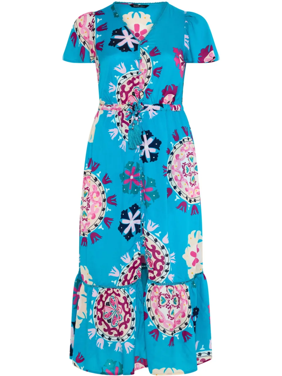 Yours Blauwe Jurk Met Blokprint, foto 5