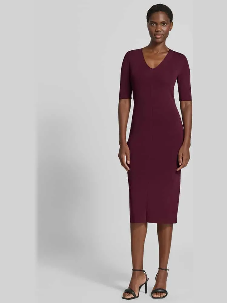 Jake*s Collection Nauwsluitende tricotjurk van viscosemix Prune