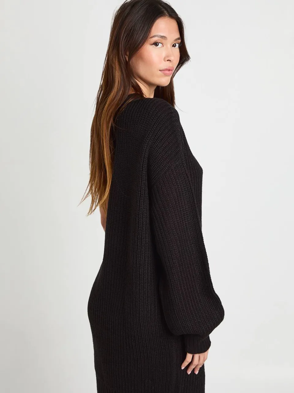 boohoo Dames Gebreide One Shoulder Mini Jurk zwart, foto 2