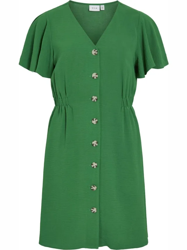 Vila VIGABSEN S/S V-NECK SHORT DRESS/KA - Dames - Mini jurken Kelly Green
