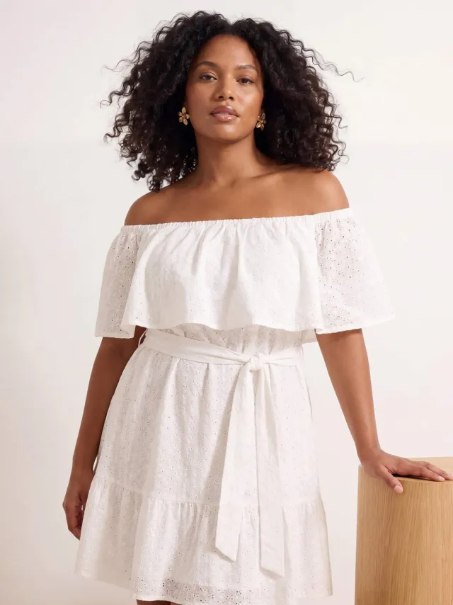 Trendyol Curve Dames Wit Effen Midi Mouwloos A-lijn Grote maten Jurk
