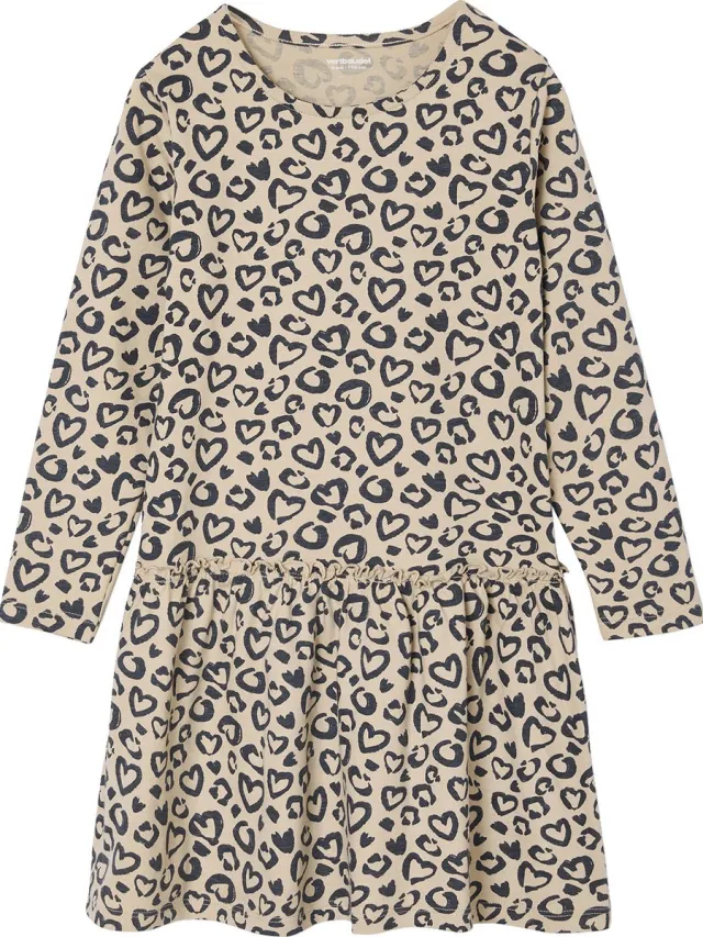 vertbaudet Meisjesjurk met print beige (poederkleur)