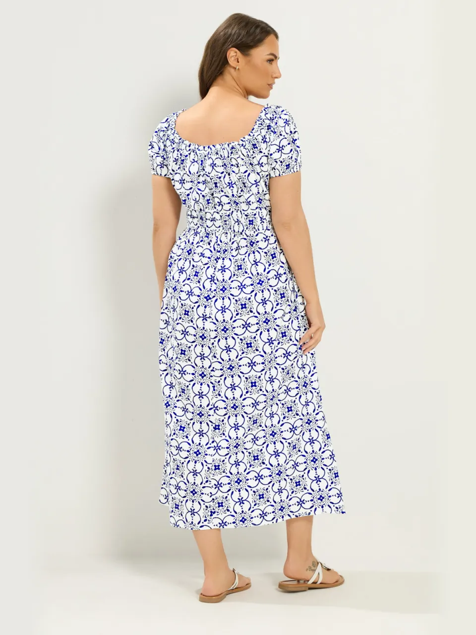 Yours Witte Poplin Bardotjurk Met Bloemenprint-56, foto 2