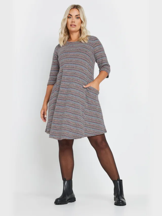Yours Zachte Minijurk Met Gestreept Ontwerp En Zakken Grey