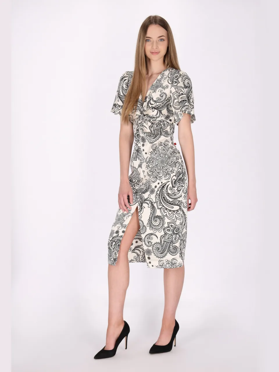 dreimaster Jurk Dames wit zwart Wit/Zwart