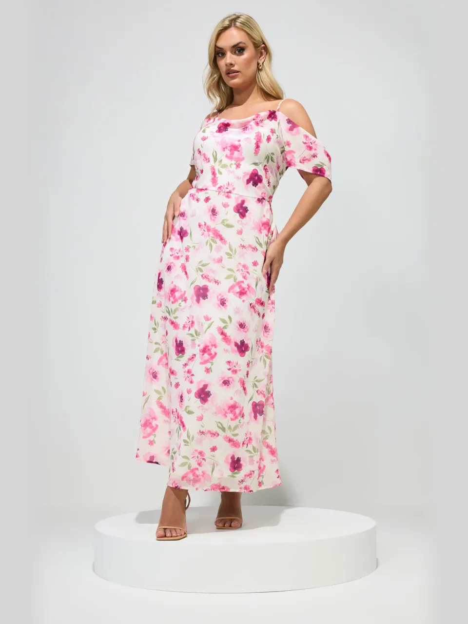Yours London Roze Maxijurk Met Bloemenprint Pink