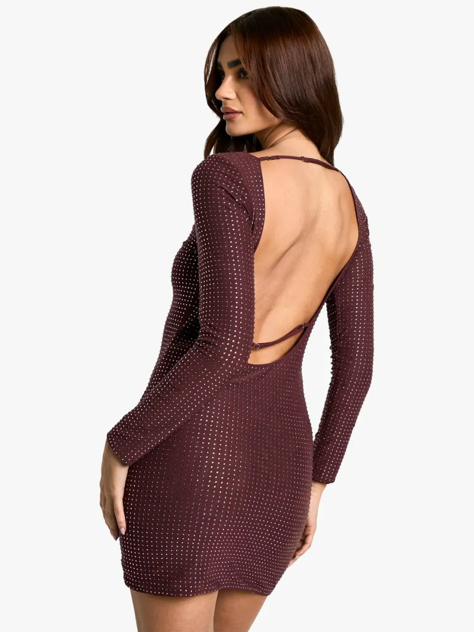 boohoo Dames Hot Fix Scoop Back Mini Jurk mauve, foto 3