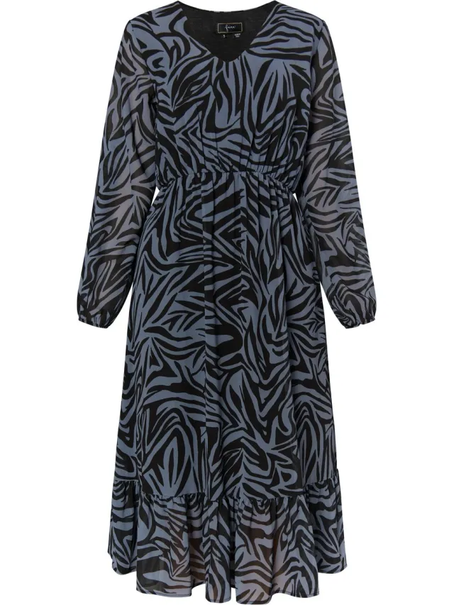 Faina Jurkje met zebraprint grijs/zwart