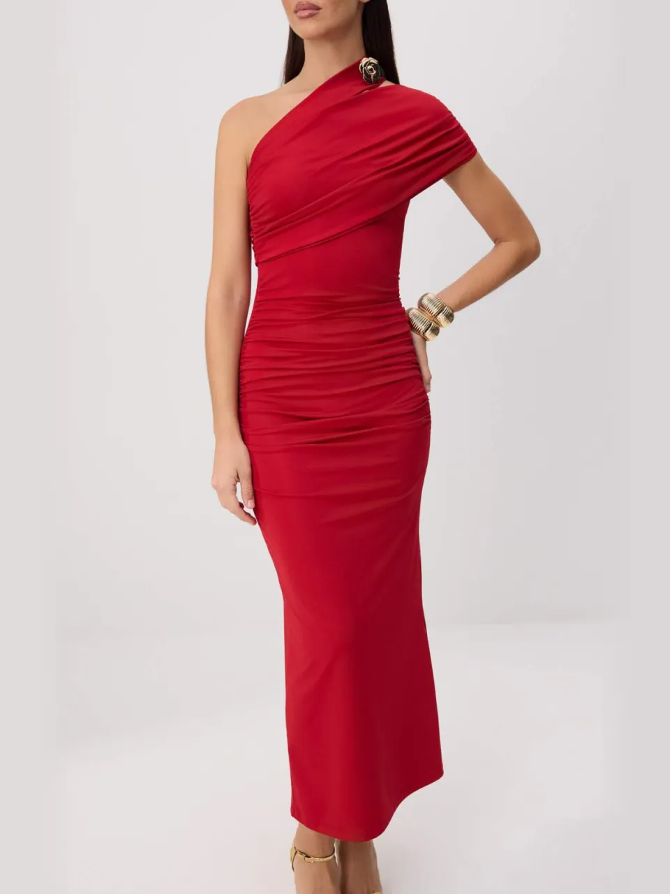Trendyol TRENDYOLMİLLA Dames Rood Effen Maxi Mouwloos Bodycon Jurken, foto 2