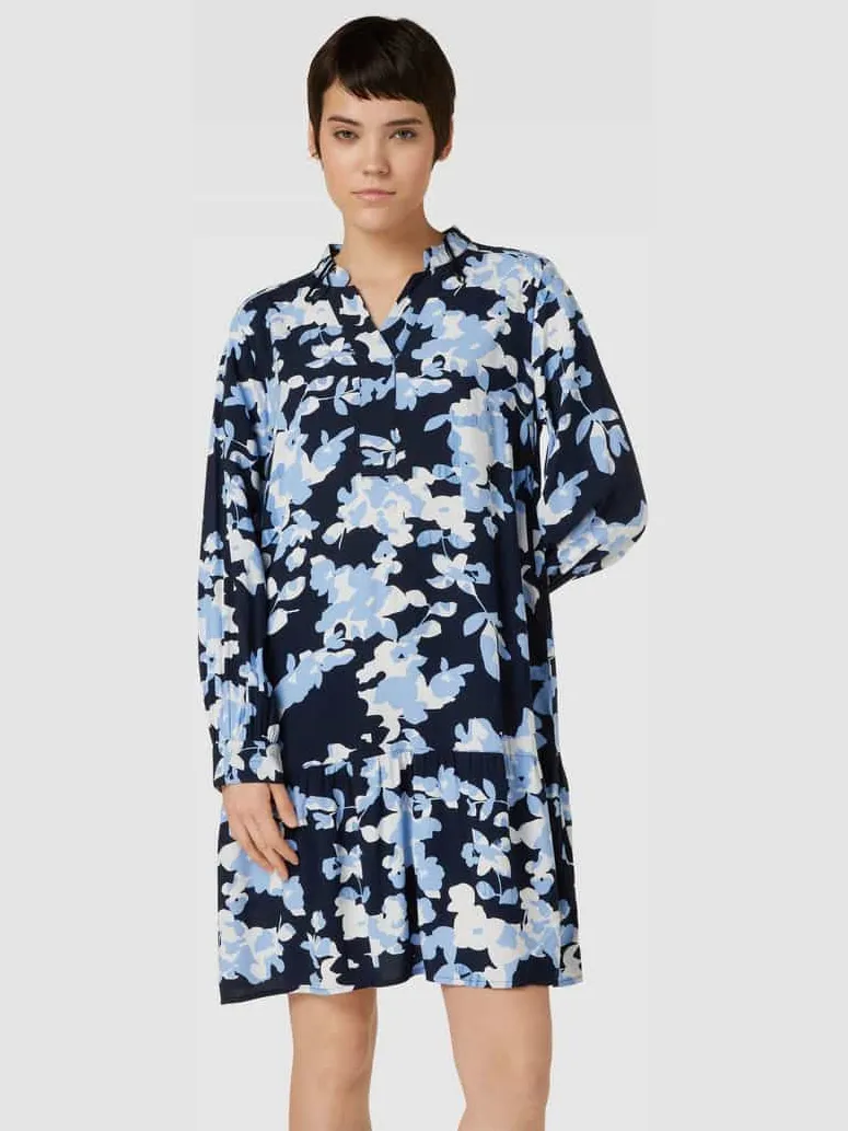 Tom Tailor Mini-jurk van viscose met all-over motief Bleu