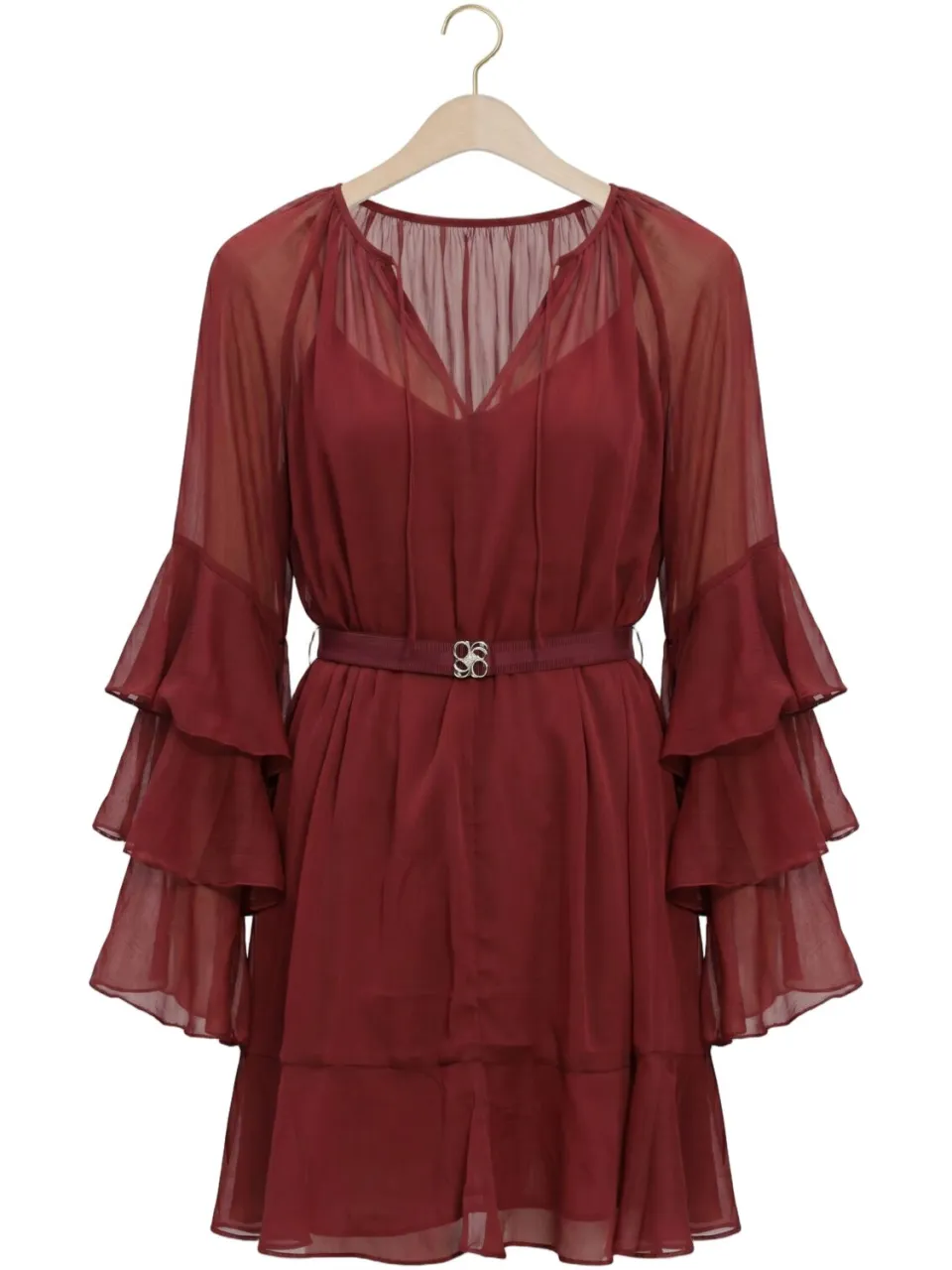 Dante6 Dames Jurken Solstice Boho Chiffon Short Dress - Bordeaux, foto 2