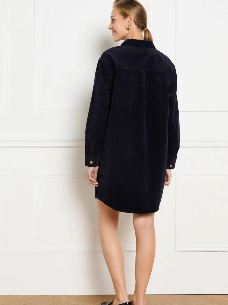 LOLALIZA corduroy korte blousejurk - donkerblauw, foto 5