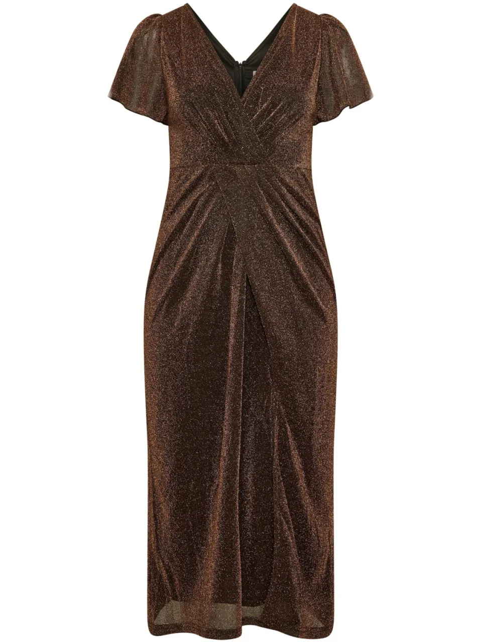 Yours London Gouden Metallic Wikkeljurk-60, foto 4