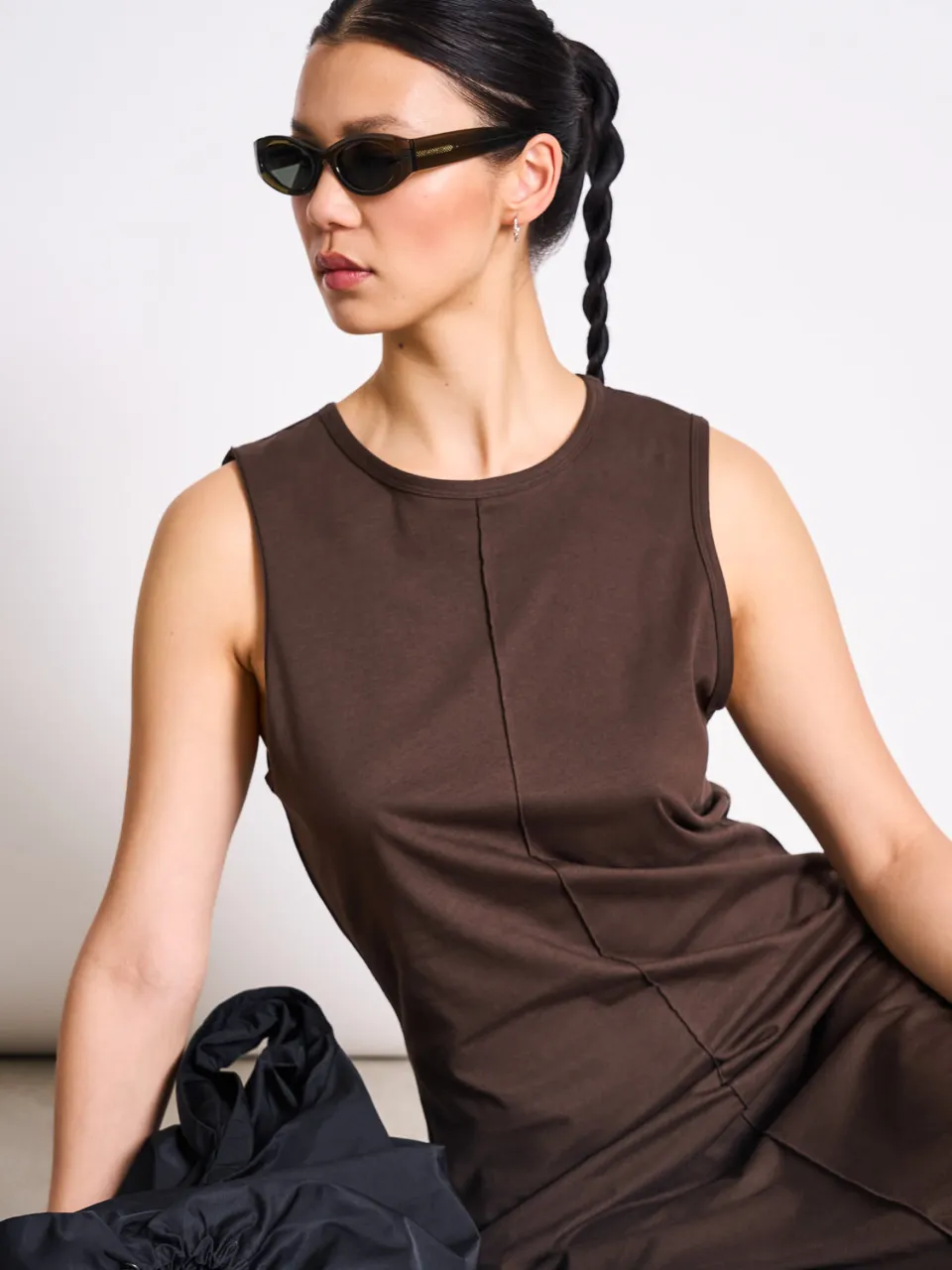 JAN N JUNE dames vegan Maxi Jurk Calia Moddebruin bruin, foto 2
