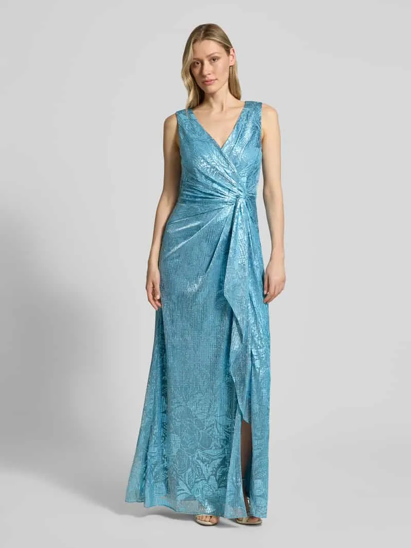 Adrianna Papell Avondjurk met knoopdetail en V-hals Bleu