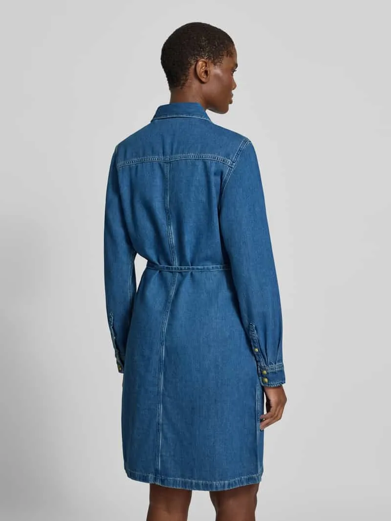 Gant Losjes vallende vrijetijdsjurk van mix van katoen en viscose jeansblauw, foto 3