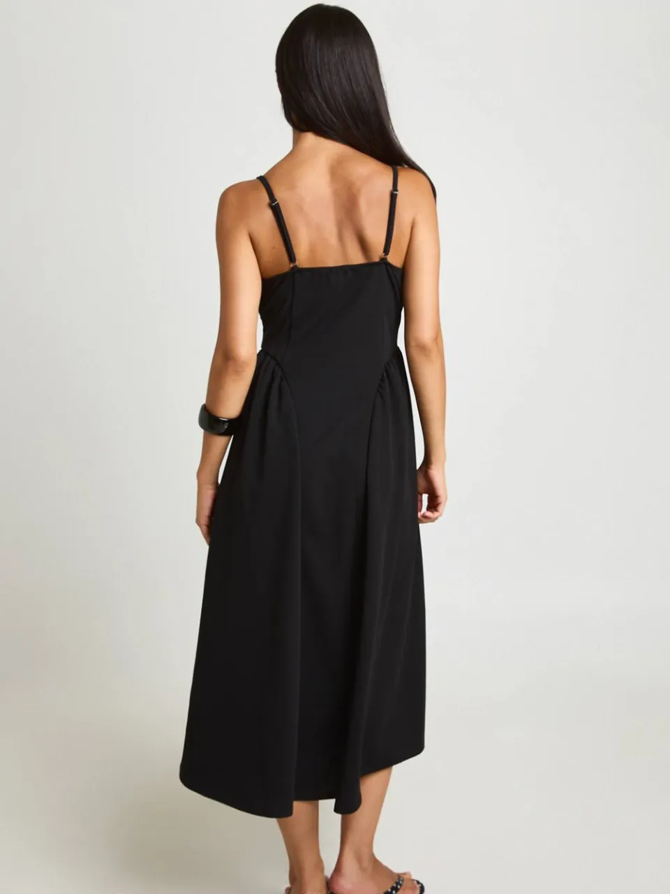 boohoo Dames Mini-jurk Met Bandjes, Volle Rok En Jersey Crêpe zwart, foto 2