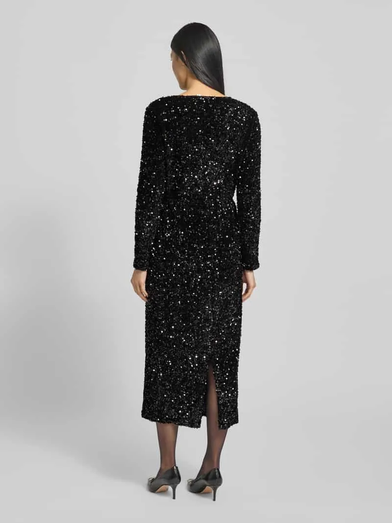 Vila Midi-jurk met V-hals, model 'FAITH' Zwart