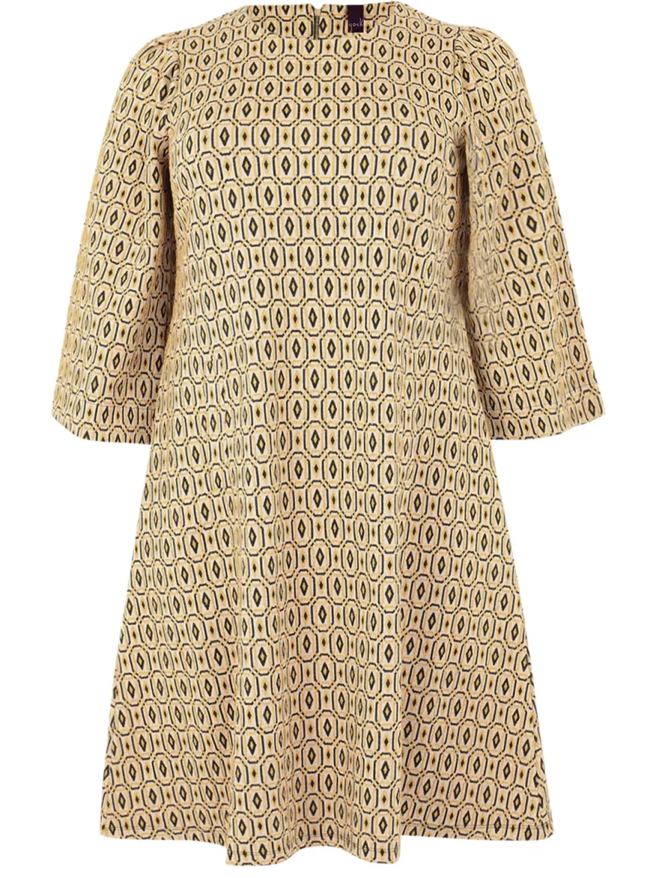 Yoek Dress A-line puff sleeve DIAMONDS | Lichtbruin, foto 4