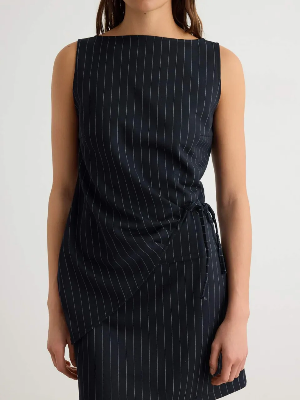 Trendyol TRENDYOLMİLLA Dames Donkerblauw Gestreept Kort / Mini Mouwloos Bodycon Jurken marineblauw/blauw, foto 2